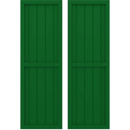 Americraft 5-Board Exterior Wood 2 Equal Panel Framed Board-n-Batten Shutters, ARW101BF518X73HGH